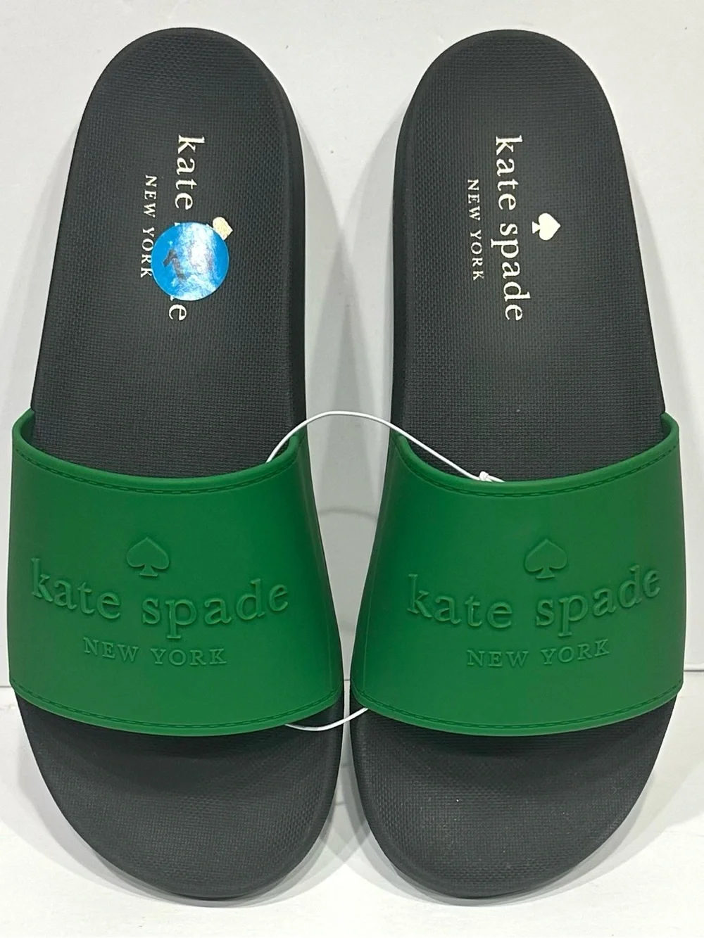 kate spade Green and Black Logo Slide Sandals